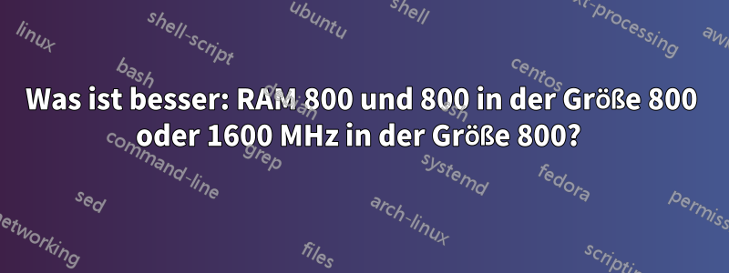 Was ist besser: RAM 800 und 800 in der Größe 800 oder 1600 MHz in der Größe 800? 