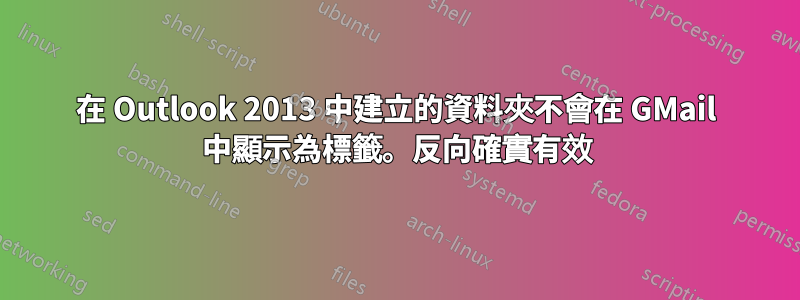 在 Outlook 2013 中建立的資料夾不會在 GMail 中顯示為標籤。反向確實有效