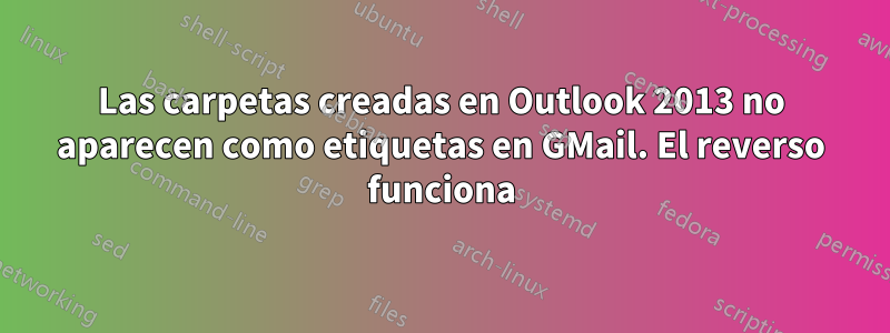 Las carpetas creadas en Outlook 2013 no aparecen como etiquetas en GMail. El reverso funciona