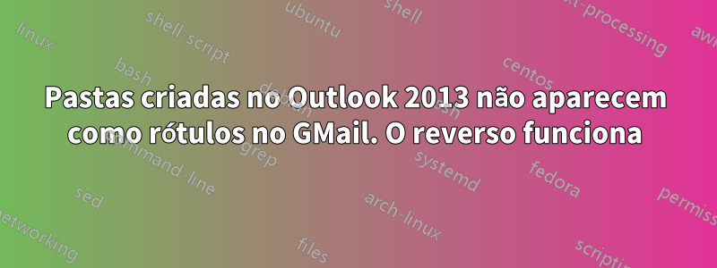 Pastas criadas no Outlook 2013 não aparecem como rótulos no GMail. O reverso funciona