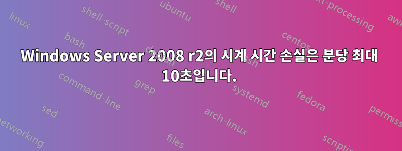 Windows Server 2008 r2의 시계 시간 손실은 분당 최대 10초입니다.