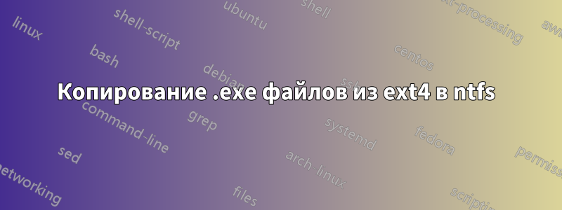 Копирование .exe файлов из ext4 в ntfs 