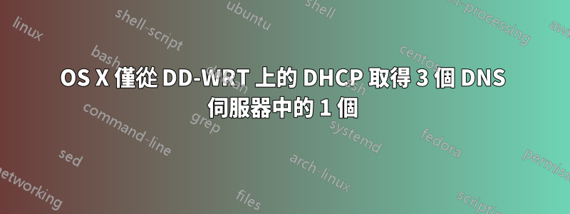 OS X 僅從 DD-WRT 上的 DHCP 取得 3 個 DNS 伺服器中的 1 個