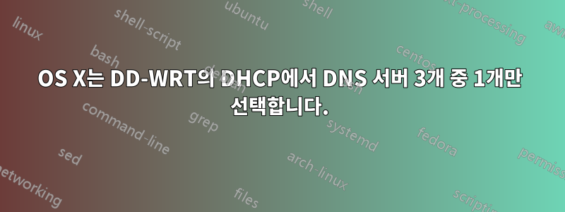 OS X는 DD-WRT의 DHCP에서 DNS 서버 3개 중 1개만 선택합니다.