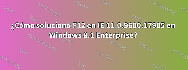 ¿Cómo soluciono F12 en IE 11.0.9600.17905 en Windows 8.1 Enterprise?