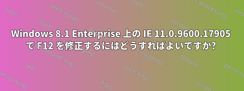 Windows 8.1 Enterprise 上の IE 11.0.9600.17905 で F12 を修正するにはどうすればよいですか?