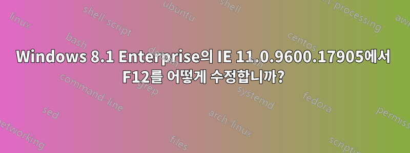 Windows 8.1 Enterprise의 IE 11.0.9600.17905에서 F12를 어떻게 수정합니까?