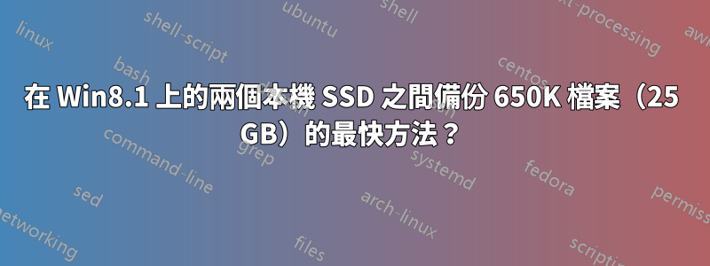 在 Win8.1 上的兩個本機 SSD 之間備份 650K 檔案（25 GB）的最快方法？