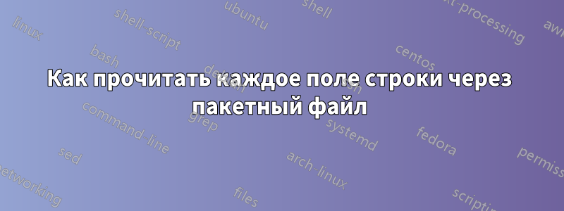 Как прочитать каждое поле строки через пакетный файл