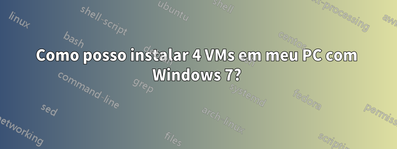 Como posso instalar 4 VMs em meu PC com Windows 7?