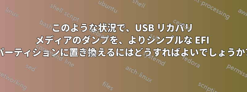 このような状況で、USB リカバリ メディアのダンプを、よりシンプルな EFI パーティションに置き換えるにはどうすればよいでしょうか?