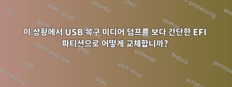 이 상황에서 USB 복구 미디어 덤프를 보다 간단한 EFI 파티션으로 어떻게 교체합니까?