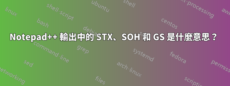 Notepad++ 輸出中的 STX、SOH 和 GS 是什麼意思？