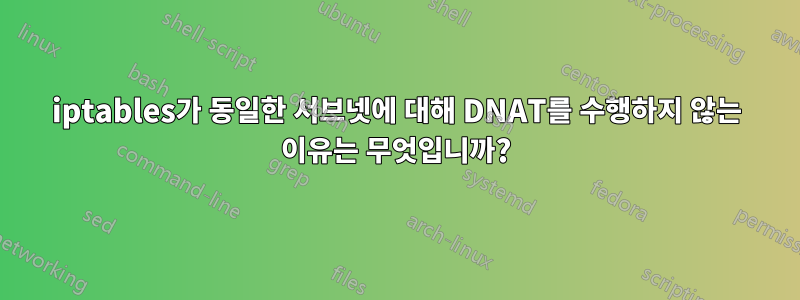 iptables가 동일한 서브넷에 대해 DNAT를 수행하지 않는 이유는 무엇입니까?