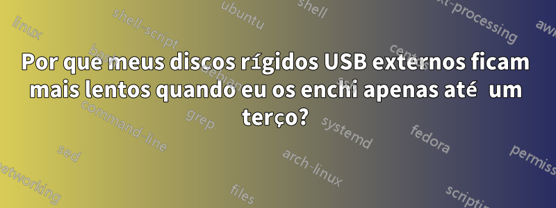 Por que meus discos rígidos USB externos ficam mais lentos quando eu os enchi apenas até um terço?