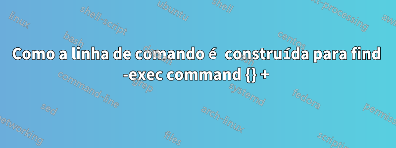 Como a linha de comando é construída para find -exec command {} +