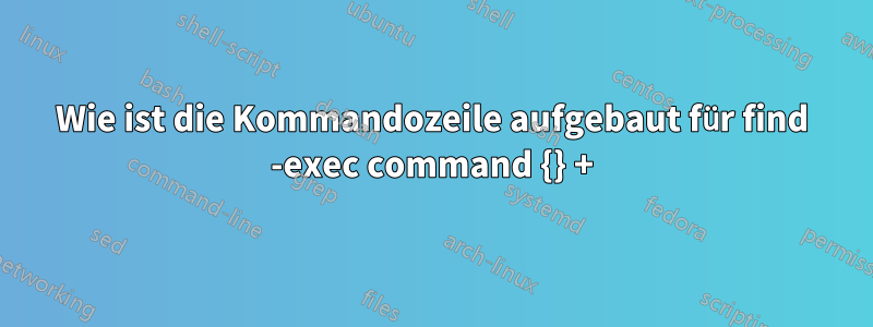 Wie ist die Kommandozeile aufgebaut für find -exec command {} +