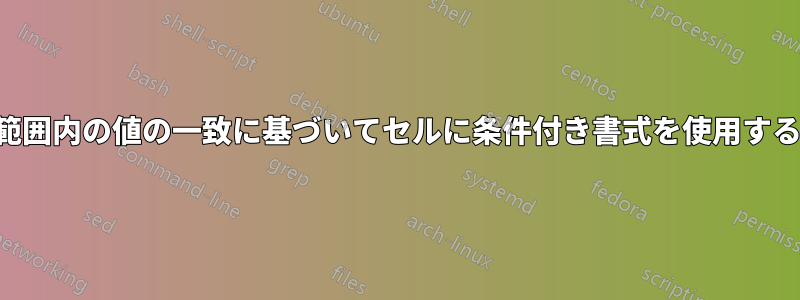 範囲内の値の一致に基づいてセルに条件付き書式を使用する