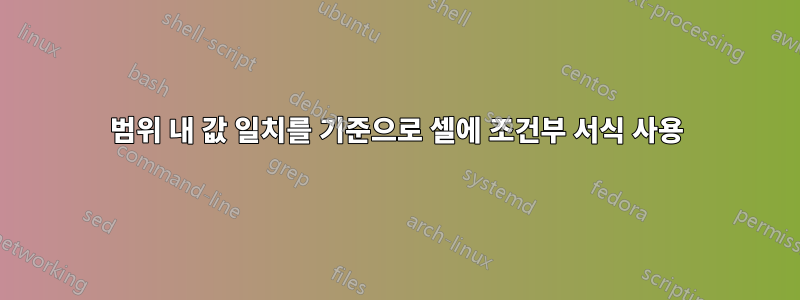 범위 내 값 일치를 기준으로 셀에 조건부 서식 사용