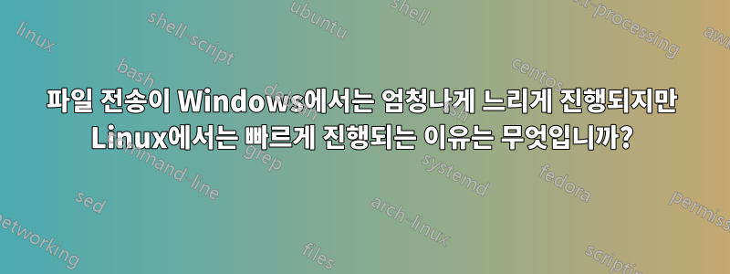 파일 전송이 Windows에서는 엄청나게 느리게 진행되지만 Linux에서는 빠르게 진행되는 이유는 무엇입니까?