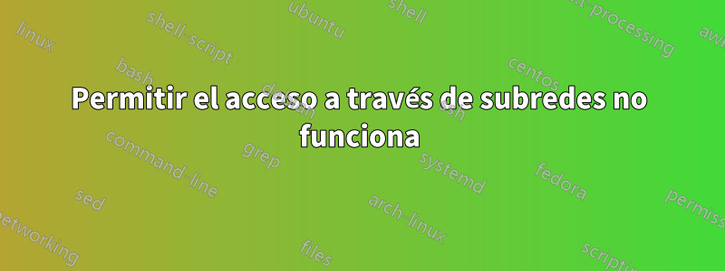 Permitir el acceso a través de subredes no funciona