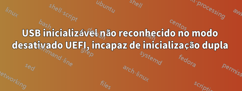 USB inicializável não reconhecido no modo desativado UEFI, incapaz de inicialização dupla