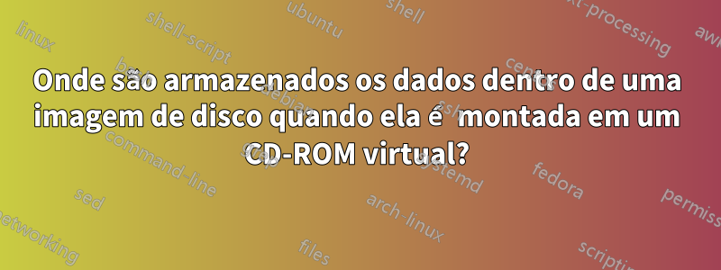 Onde são armazenados os dados dentro de uma imagem de disco quando ela é montada em um CD-ROM virtual?