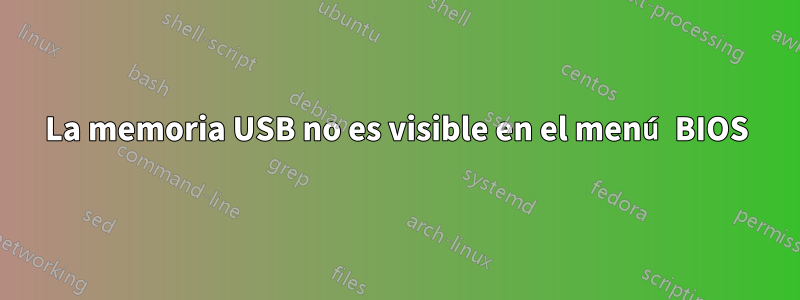 La memoria USB no es visible en el menú BIOS