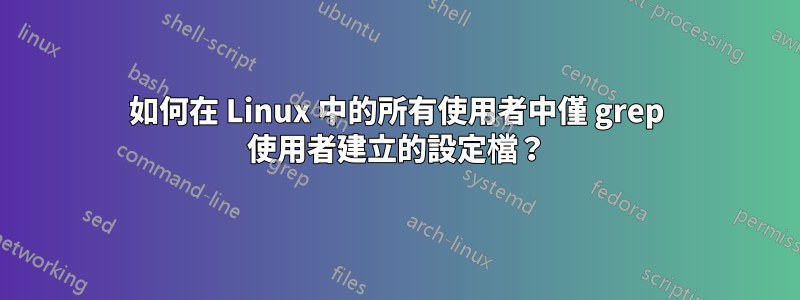 如何在 Linux 中的所有使用者中僅 grep 使用者建立的設定檔？