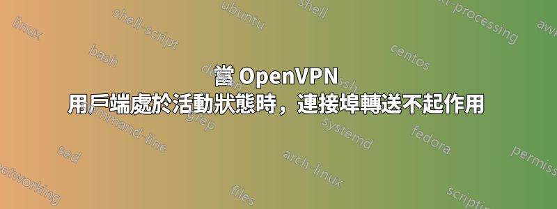 當 OpenVPN 用戶端處於活動狀態時，連接埠轉送不起作用