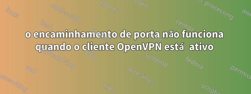 o encaminhamento de porta não funciona quando o cliente OpenVPN está ativo