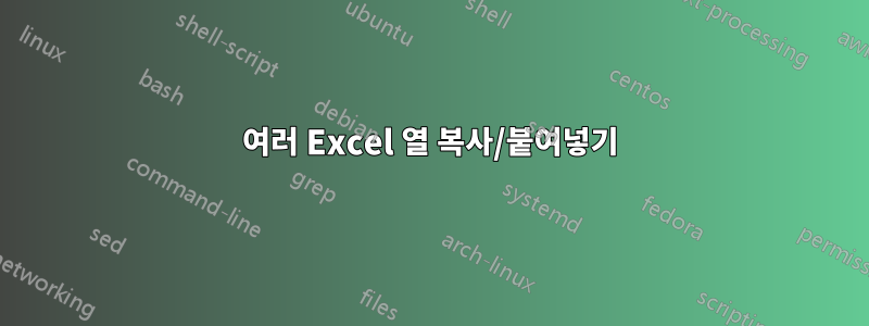 여러 Excel 열 복사/붙여넣기