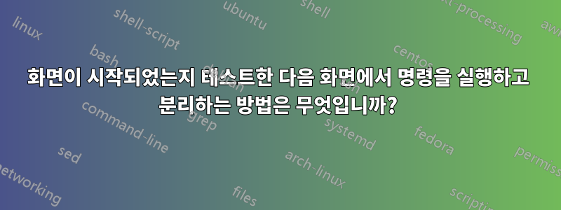 화면이 시작되었는지 테스트한 다음 화면에서 명령을 실행하고 분리하는 방법은 무엇입니까?