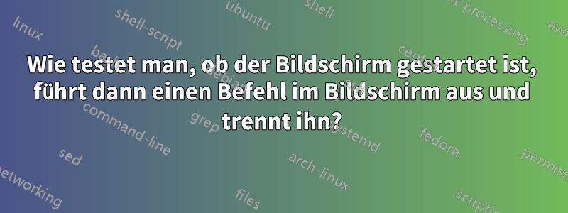 Wie testet man, ob der Bildschirm gestartet ist, führt dann einen Befehl im Bildschirm aus und trennt ihn?