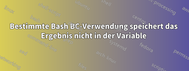 Bestimmte Bash BC-Verwendung speichert das Ergebnis nicht in der Variable