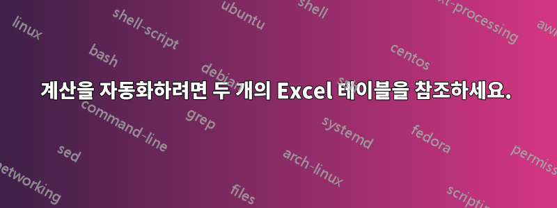 계산을 자동화하려면 두 개의 Excel 테이블을 참조하세요.