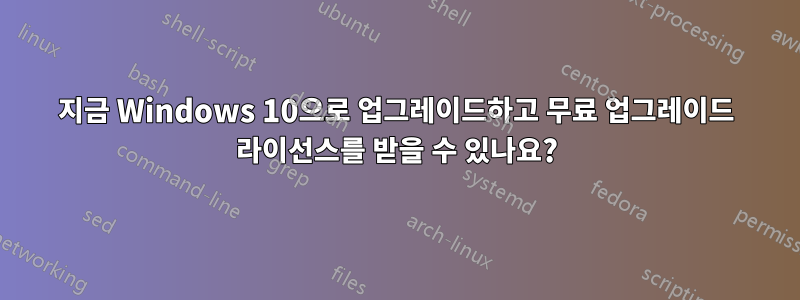 지금 Windows 10으로 업그레이드하고 무료 업그레이드 라이선스를 받을 수 있나요?