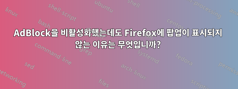 AdBlock을 비활성화했는데도 Firefox에 팝업이 표시되지 않는 이유는 무엇입니까?