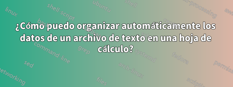 ¿Cómo puedo organizar automáticamente los datos de un archivo de texto en una hoja de cálculo?