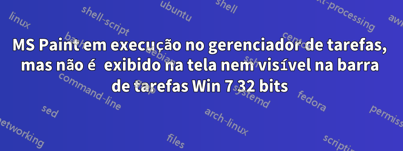 MS Paint em execução no gerenciador de tarefas, mas não é exibido na tela nem visível na barra de tarefas Win 7 32 bits