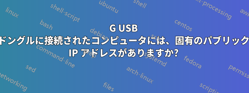 4G USB ドングルに接続されたコンピュータには、固有のパブリック IP アドレスがありますか?