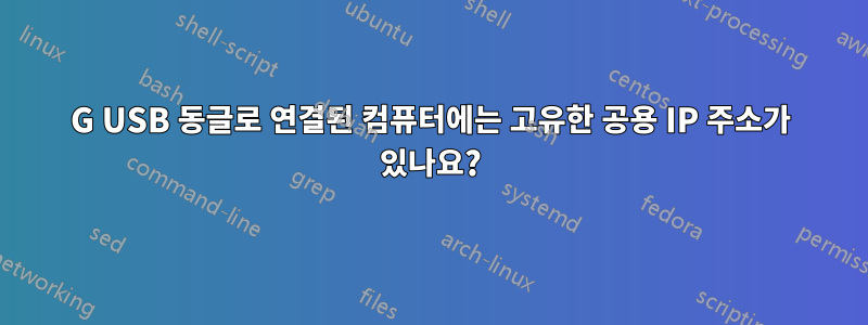 4G USB 동글로 연결된 컴퓨터에는 고유한 공용 IP 주소가 있나요?