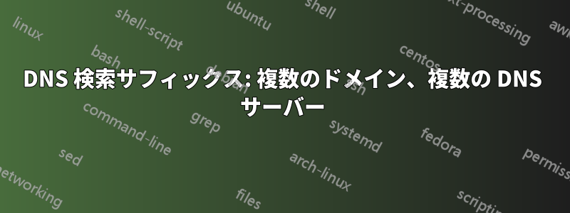 DNS 検索サフィックス: 複数のドメイン、複数の DNS サーバー