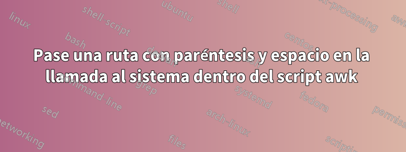 Pase una ruta con paréntesis y espacio en la llamada al sistema dentro del script awk