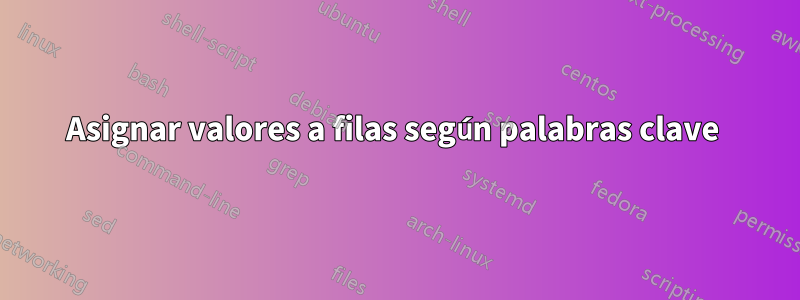 Asignar valores a filas según palabras clave