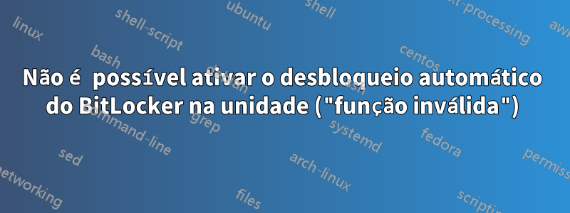 Não é possível ativar o desbloqueio automático do BitLocker na unidade ("função inválida")