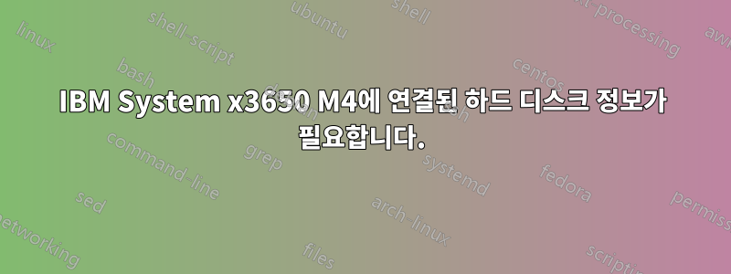 IBM System x3650 M4에 연결된 하드 디스크 정보가 필요합니다.