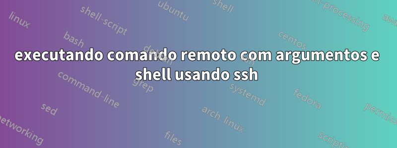 executando comando remoto com argumentos e shell usando ssh