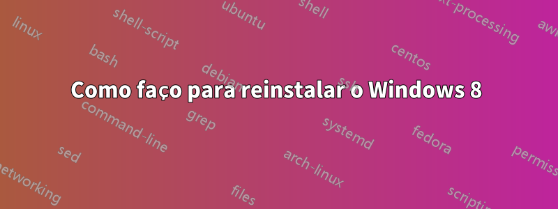 Como faço para reinstalar o Windows 8