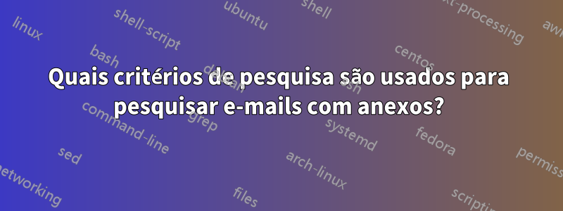 Quais critérios de pesquisa são usados ​​para pesquisar e-mails com anexos?